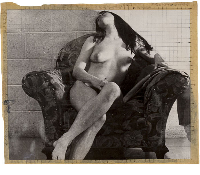 Jerry Ott, Study for painting, ca. 1970, gelatin silver print, ink, paint and masking tape