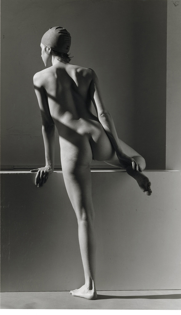 Nude, gelatin silver print, c. 1980, signed on mount, 9 3/4 x 5 3/4"